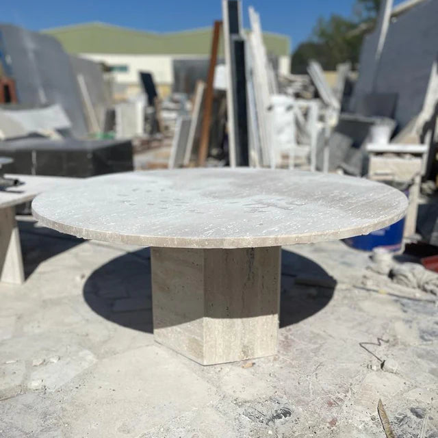 Light Travertine Round Coffee Table 100x100x43