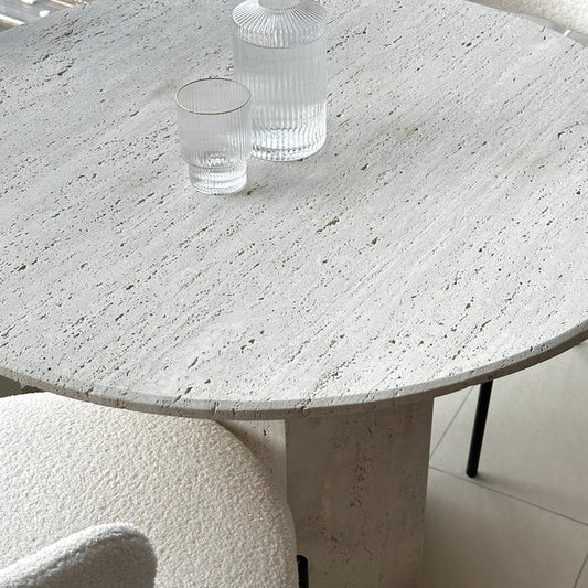 Light travertine dining table 100x100x75
