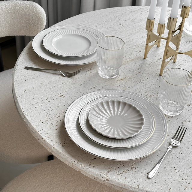 Light travertine dining table 100x100x75