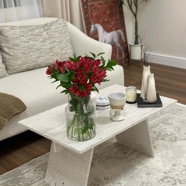 Luxurious coffee table light travertine 90x50x45