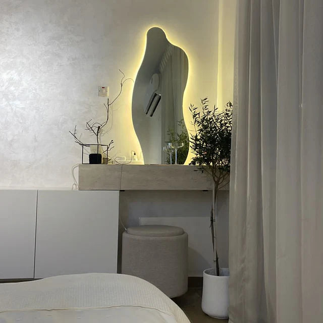 Travertine shelf and Mirror