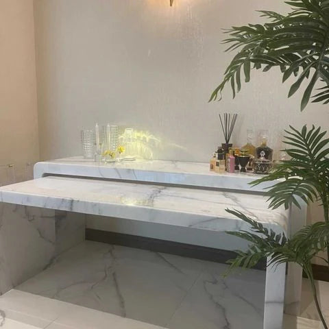 Two white marble Consoles