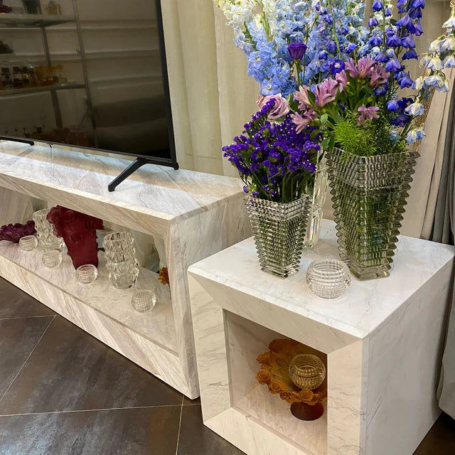 Volakas Marble TV Unit and 2 Side tables