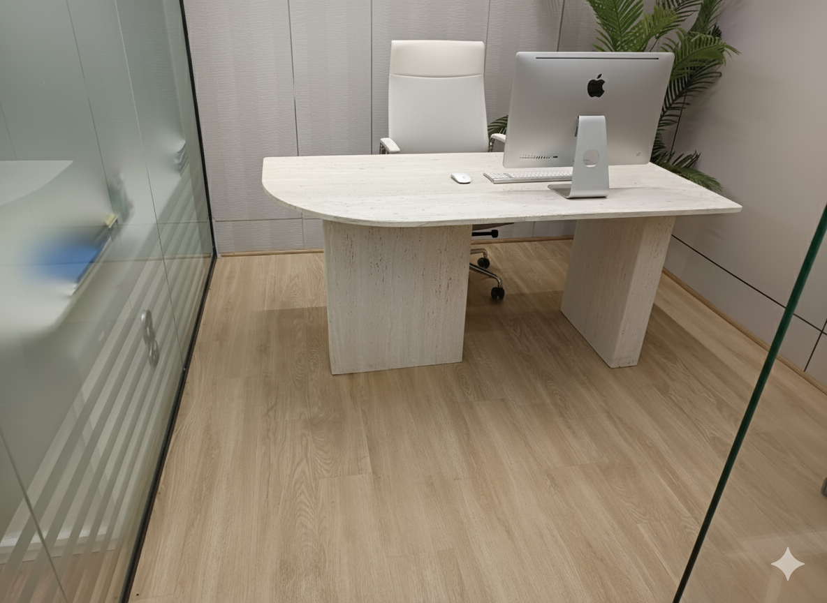 Travertine Office Desk – 160x80x75 cm