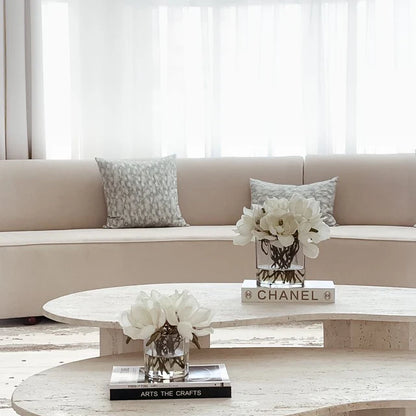 Hexago Light Travertine Coffee Tables Set of 2