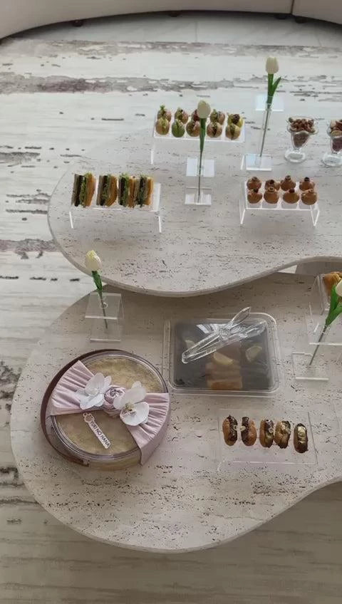 Hexago Light Travertine Coffee Tables Set of 2