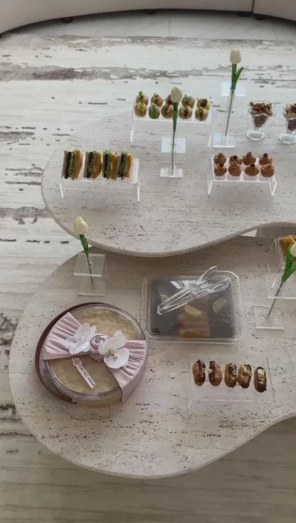 Hexago Light Travertine Coffee Tables Set of 2