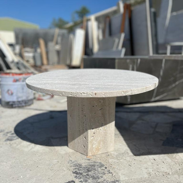 Light Travertine Coffee Table – 60x60x45 cm