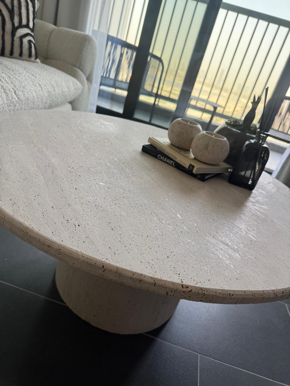 Travertine Round Coffee Table 80x35cm