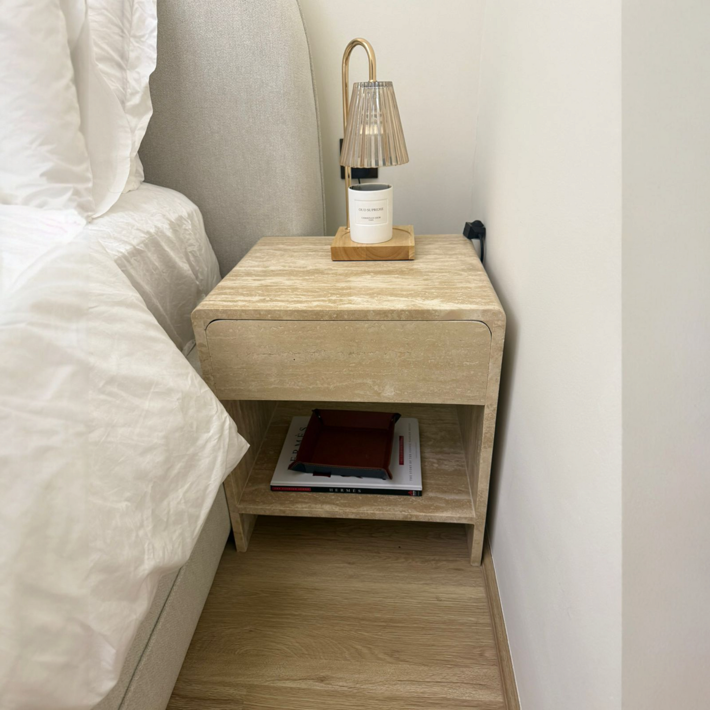 Travertine Nightstand 45x40x50 With Drawer