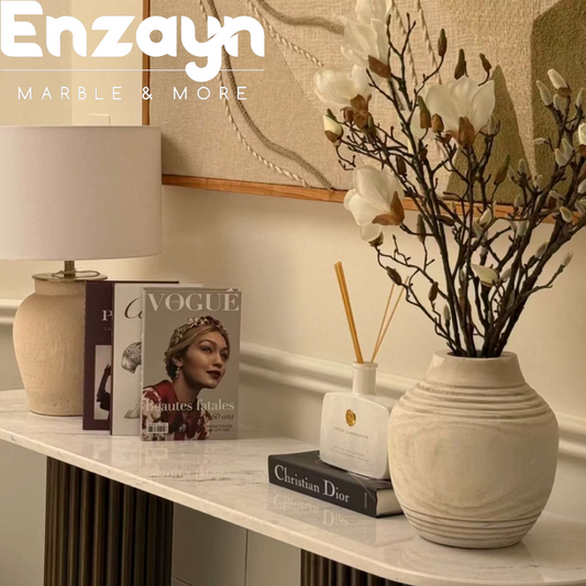 Marble Console Table with Wooden Base – 160×40×90 cm