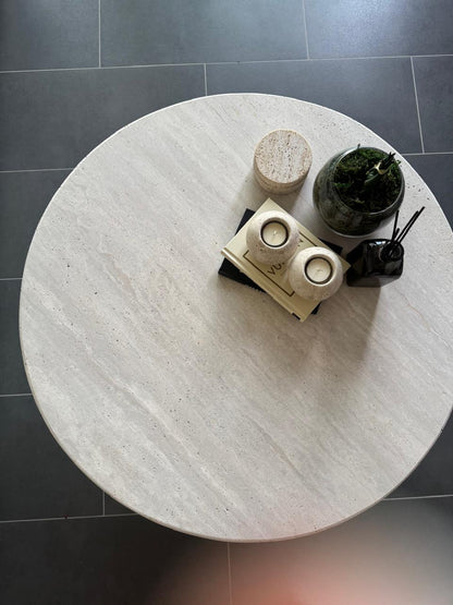 Travertine Round Coffee Table 80x35cm