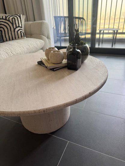 Travertine Round Coffee Table 80x35cm