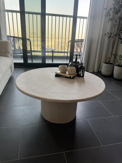 Travertine Round Coffee Table 80x35cm