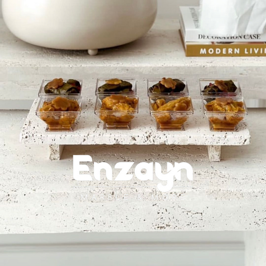 Travertine tray/board 30x15x2cm with small legs total height 6cm