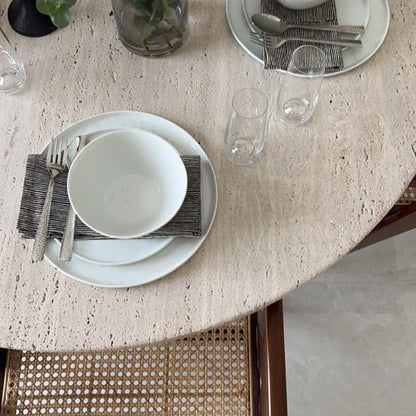 6 Seaters Travertine Round Dining Table 130x75