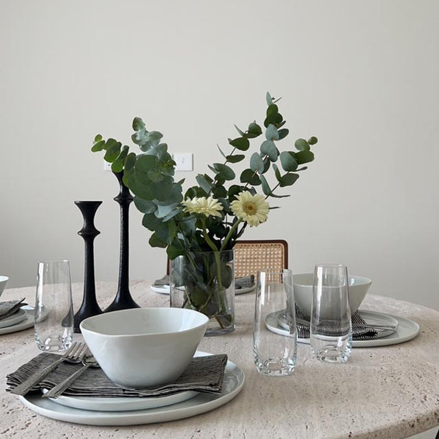 6 Seaters Travertine Round Dining Table 130x75